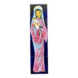 Virgin and Child - ceramic painting signed J.Ortega.