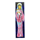 Virgin and Child - ceramic painting signed J.Ortega.