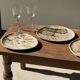 Petit vide poche ou plat en bois pétrifié blanc quadrillé brun D25-20,5