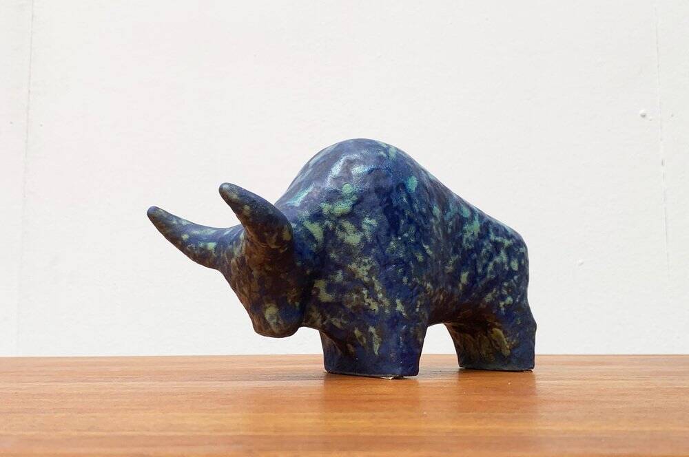 Ancient German sculpture Taurus in pottery by Otto Keramik.