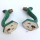 Art deco wall lamps in green ceramic