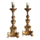 Pair of antique carved wooden candlesticks, Italy, 19th century