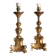 Pair of antique carved wooden candlesticks, Italy, 19th century