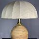 Large midcentury pencil reed rattan bamboo mushroom table lamp, 1970s