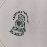 Plate by A. Lebacqz & M. Bouchart, green floral decoration, Richelieu model