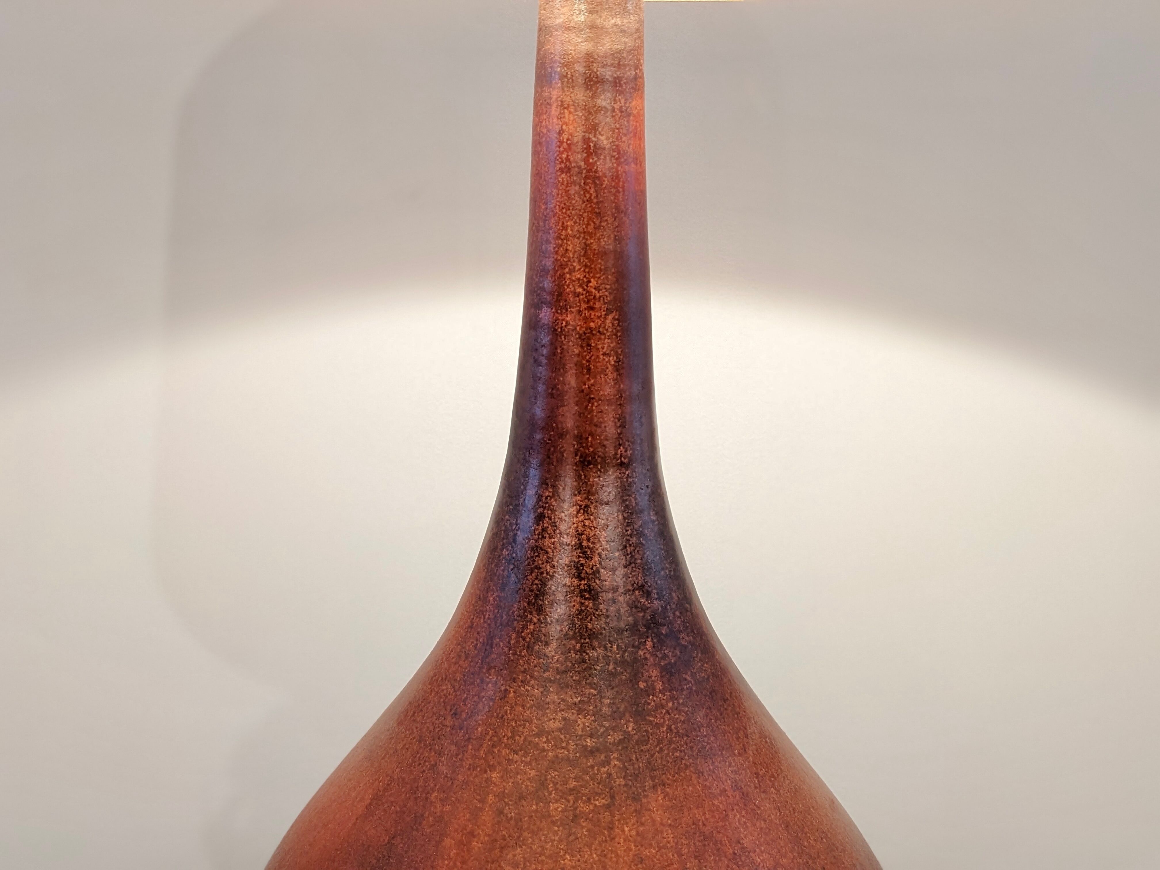 Red ceramic lamp by Jacques Ligner