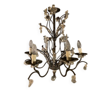 Lustre en fer blanc d'ivoire