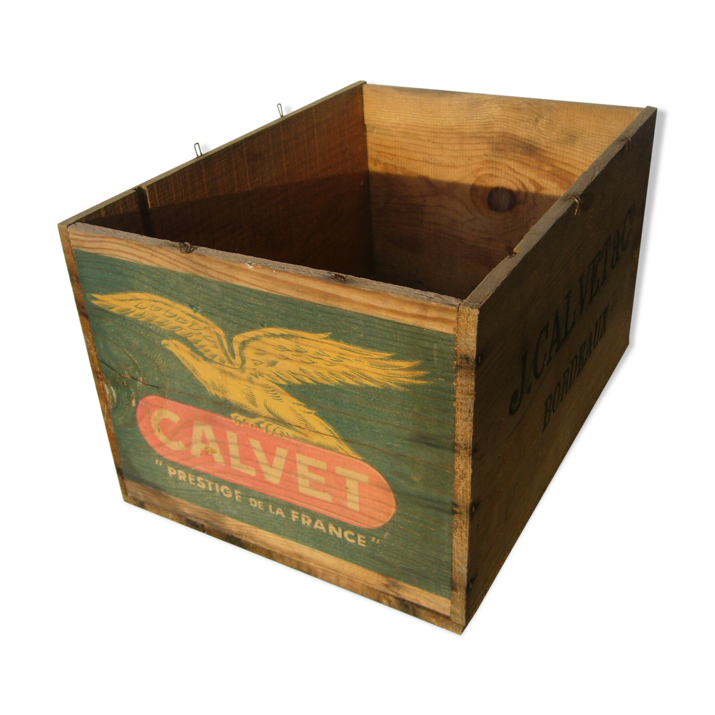 Old wooden crate Calvet (wines from bordeaux)
