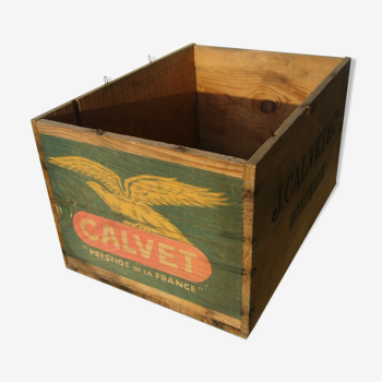 Caisse en bois ancienne J Calvet (vins de bordeaux)