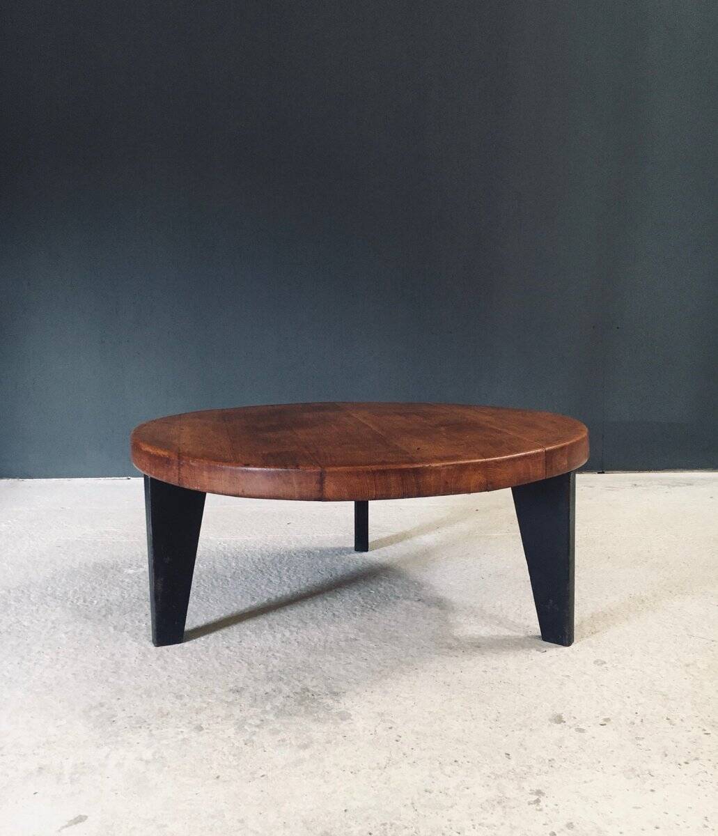 Mid-Century Industrial Tripod Coffee Table, France, 1950s