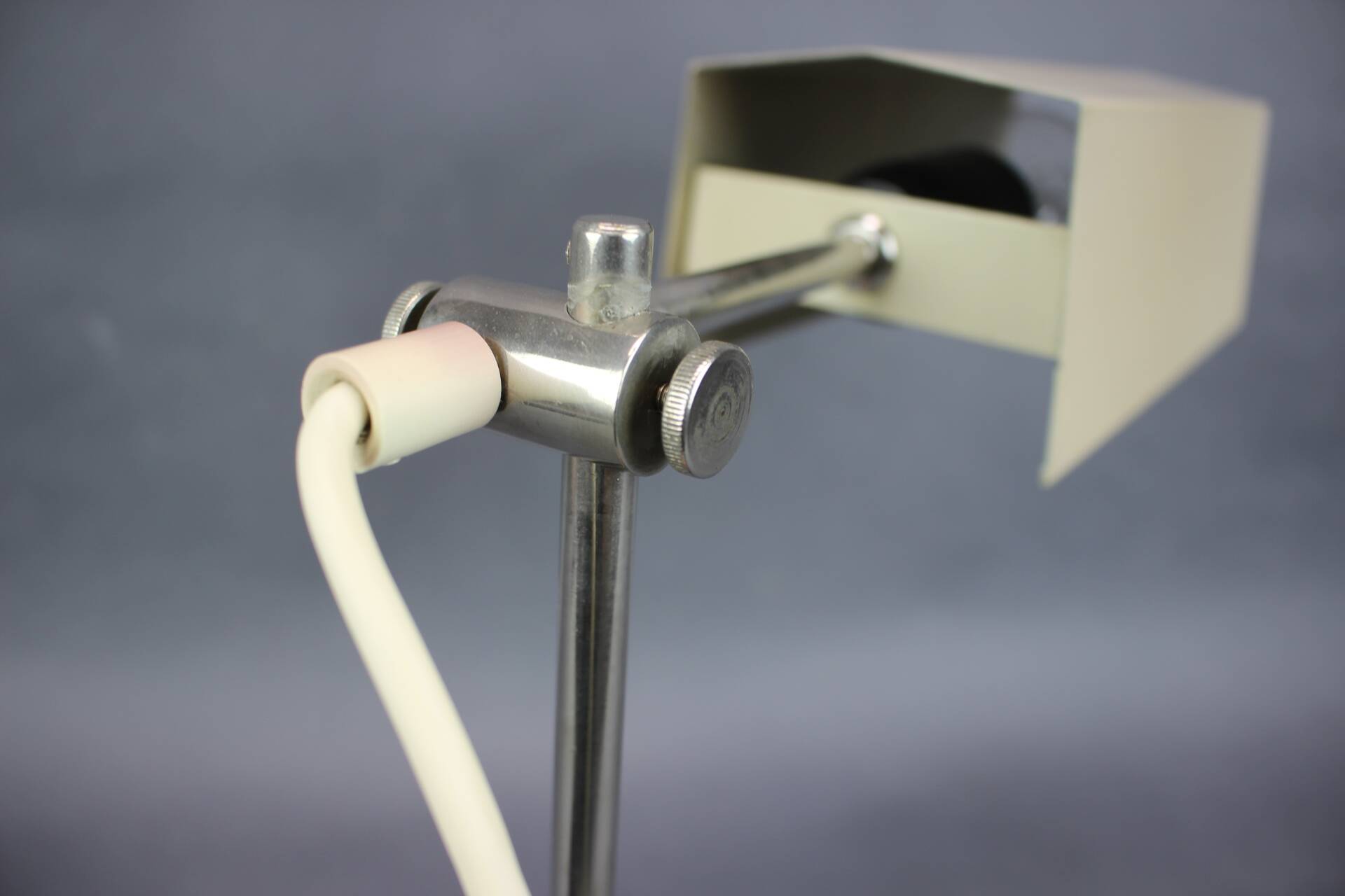 Minimalist chrome table lamp, German, Bauhaus style, 1970s.