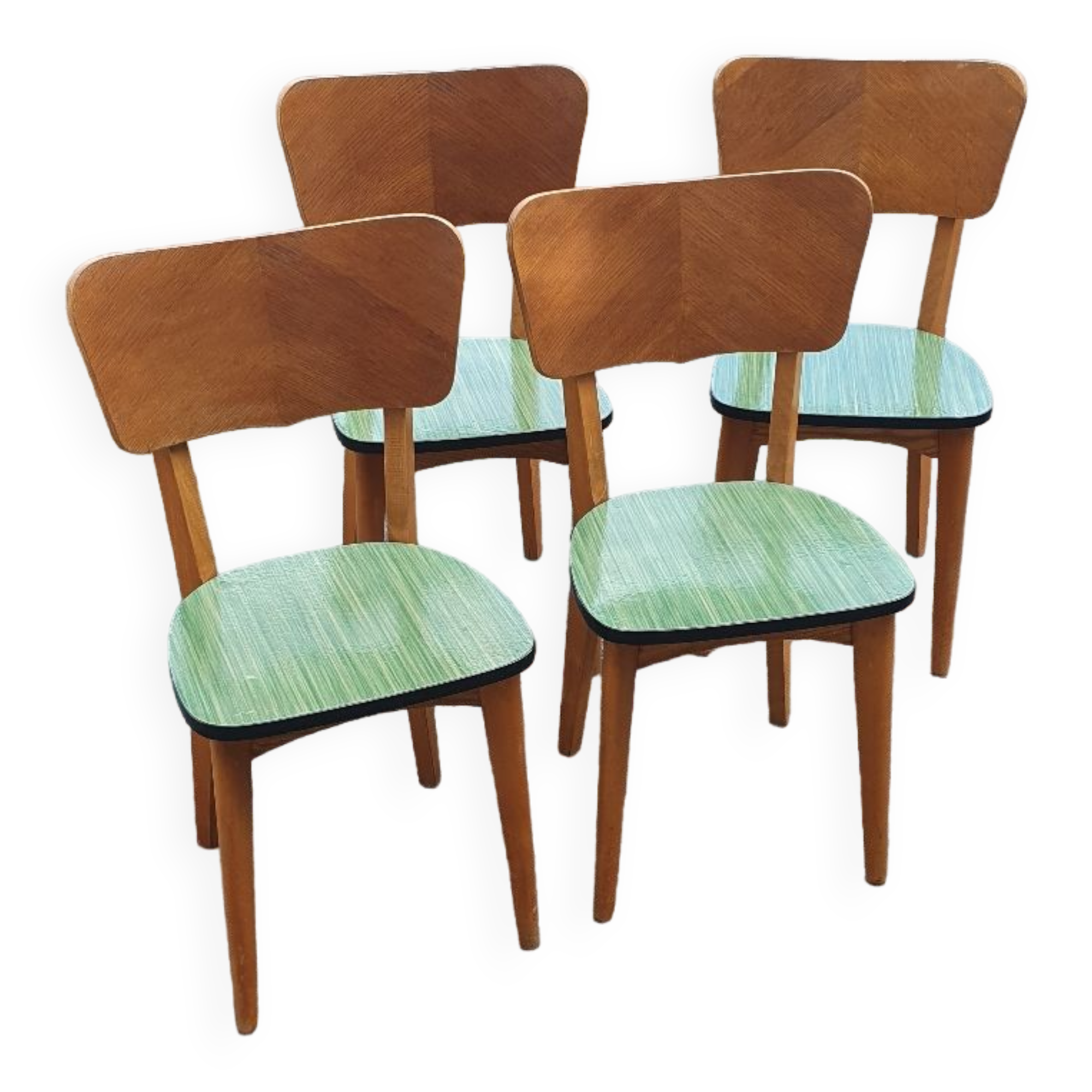 Set of 4 formica and wood chairs