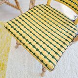 Rattan and scoubidou bistro chairs - green