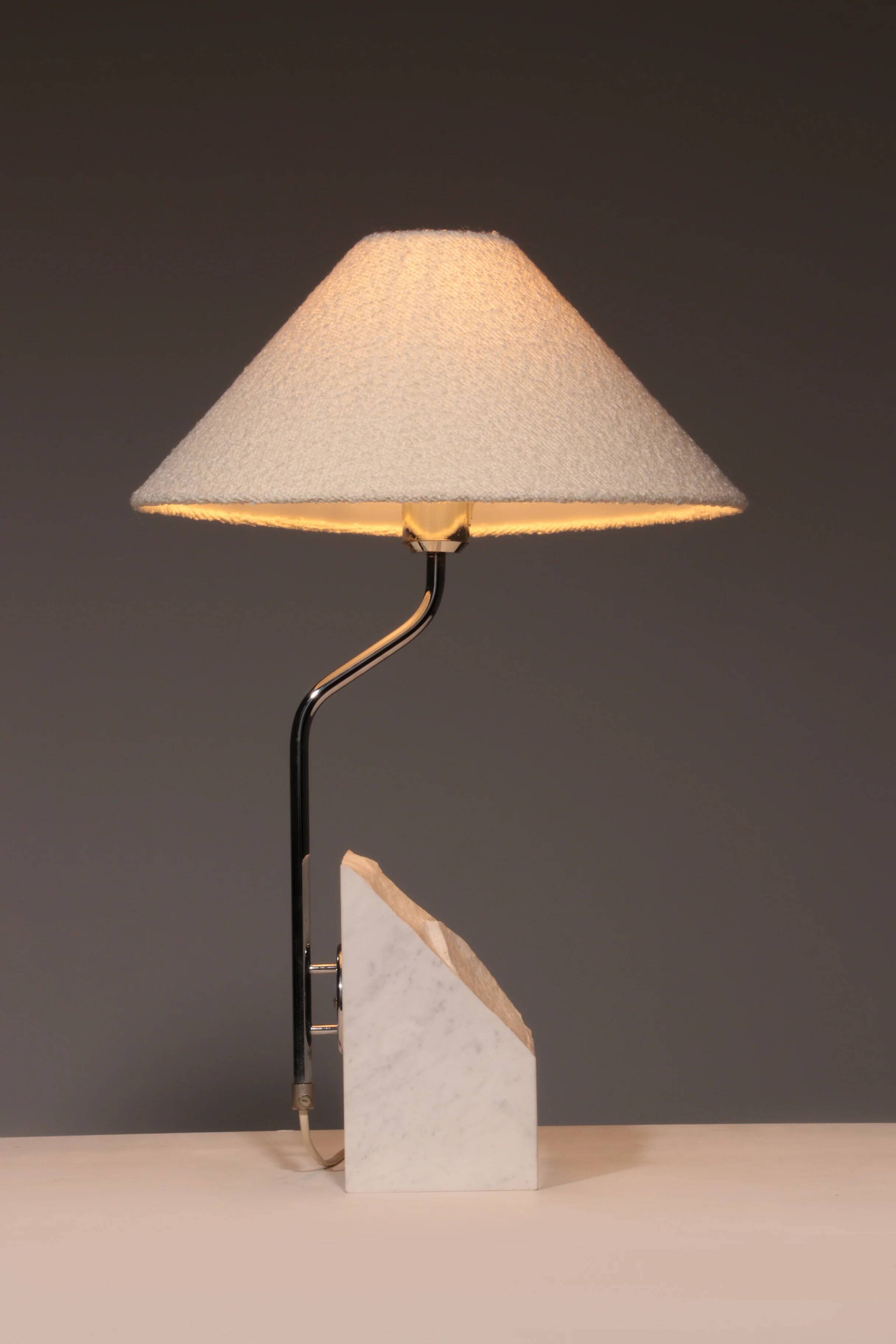 Marble and steel table lamp from Bergboms Scanlicht, 1970s, Sweden