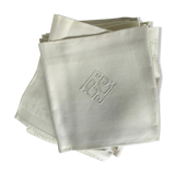 12 embroidered towels BC square damask ivory