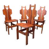 Suite de 4 chaises en teck massif en teck massif