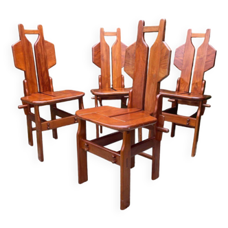 Suite de 4 chaises en teck massif en teck massif