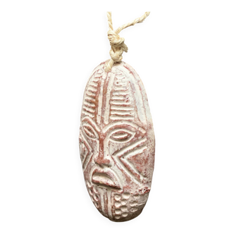 Masque ethnique mexicain terracotta blanchi - 1