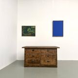 Solid oak trade counter, six drawers, France, circa 1920.