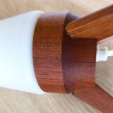 Rocket lamp, teak and opaline, 1950s