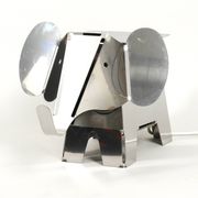 80s heavy metal chrome elephant floor lamp as side table Postmodern design