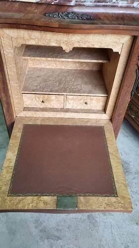 Small antique rosewood secretary with marble top ref je