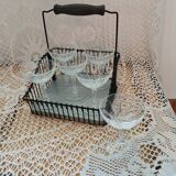 6 antique crystal champagne glasses