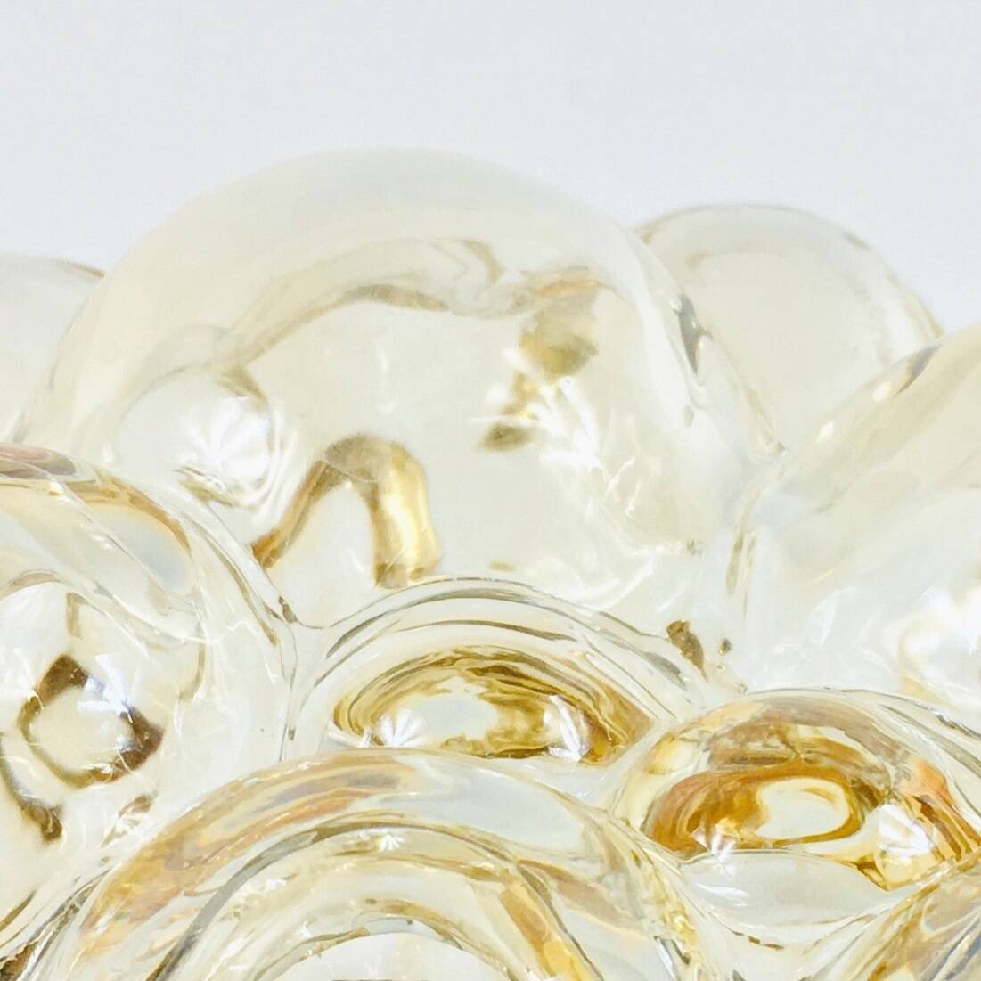 Large Amber Bubble Glass Ceiling Light by Helena Tynell for Limburg, Germany, 1960s