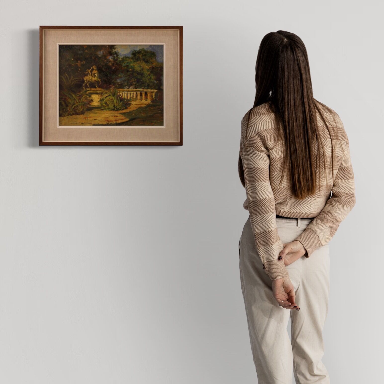 Italian landscape painting in Impressionist style from 20th century