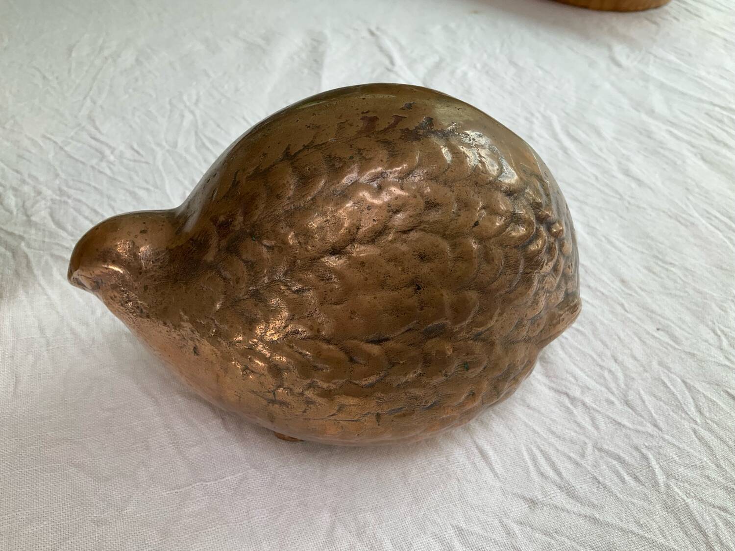 Pair of Art Deco copper quails