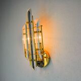 Venini wall lamp, triedri glass, murano, italy, 1970