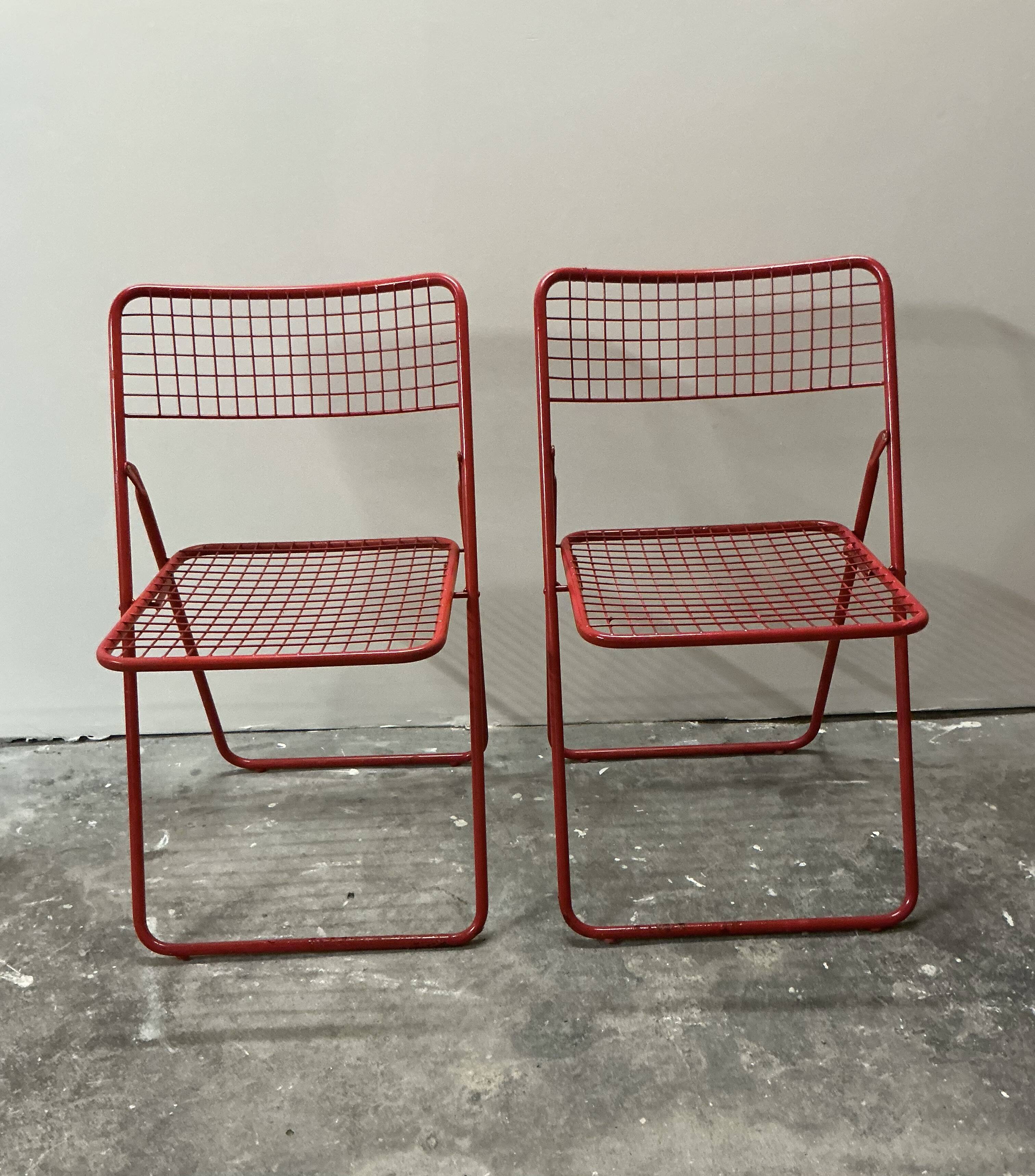Pair of iconic folding chairs - Ted Net - industrial design IKEA 1970
