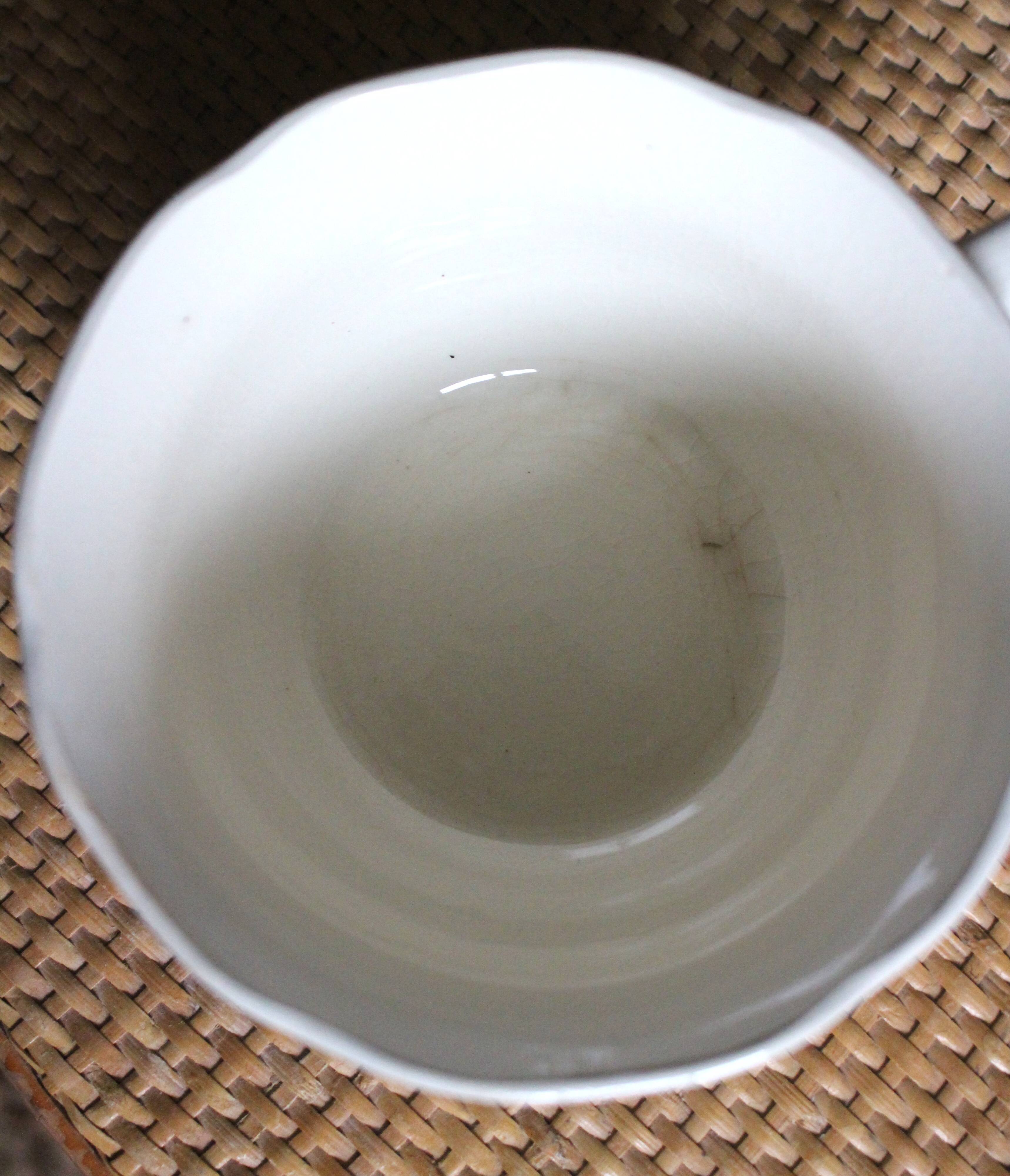 Ecru cup with flowers Alsace Sarreguemines pottery