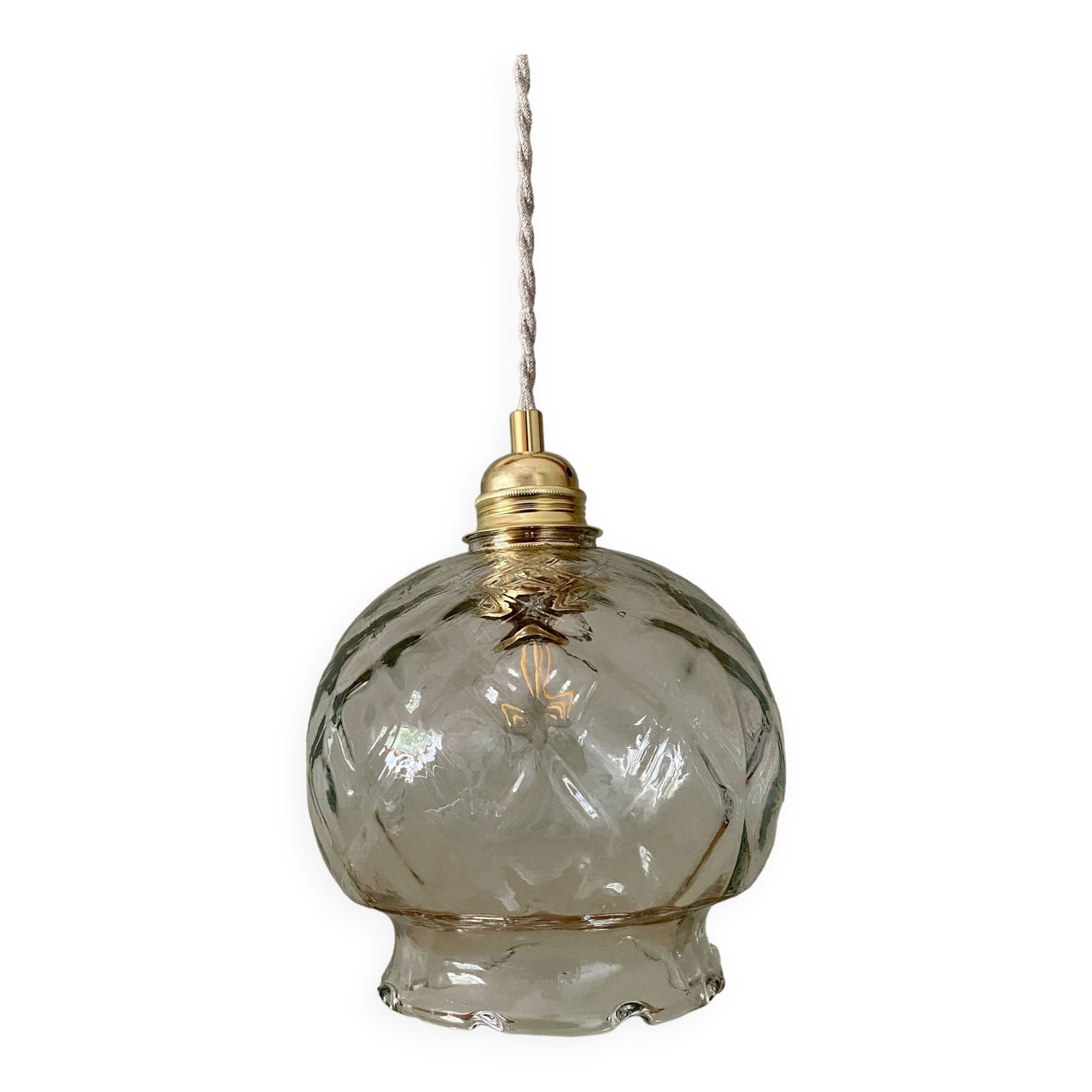 Vintage globe pendant light in transparent glass