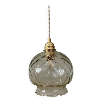 Vintage globe pendant light in transparent glass