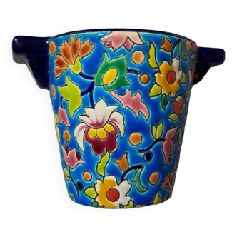 Longwy flowery ceramic ashtray