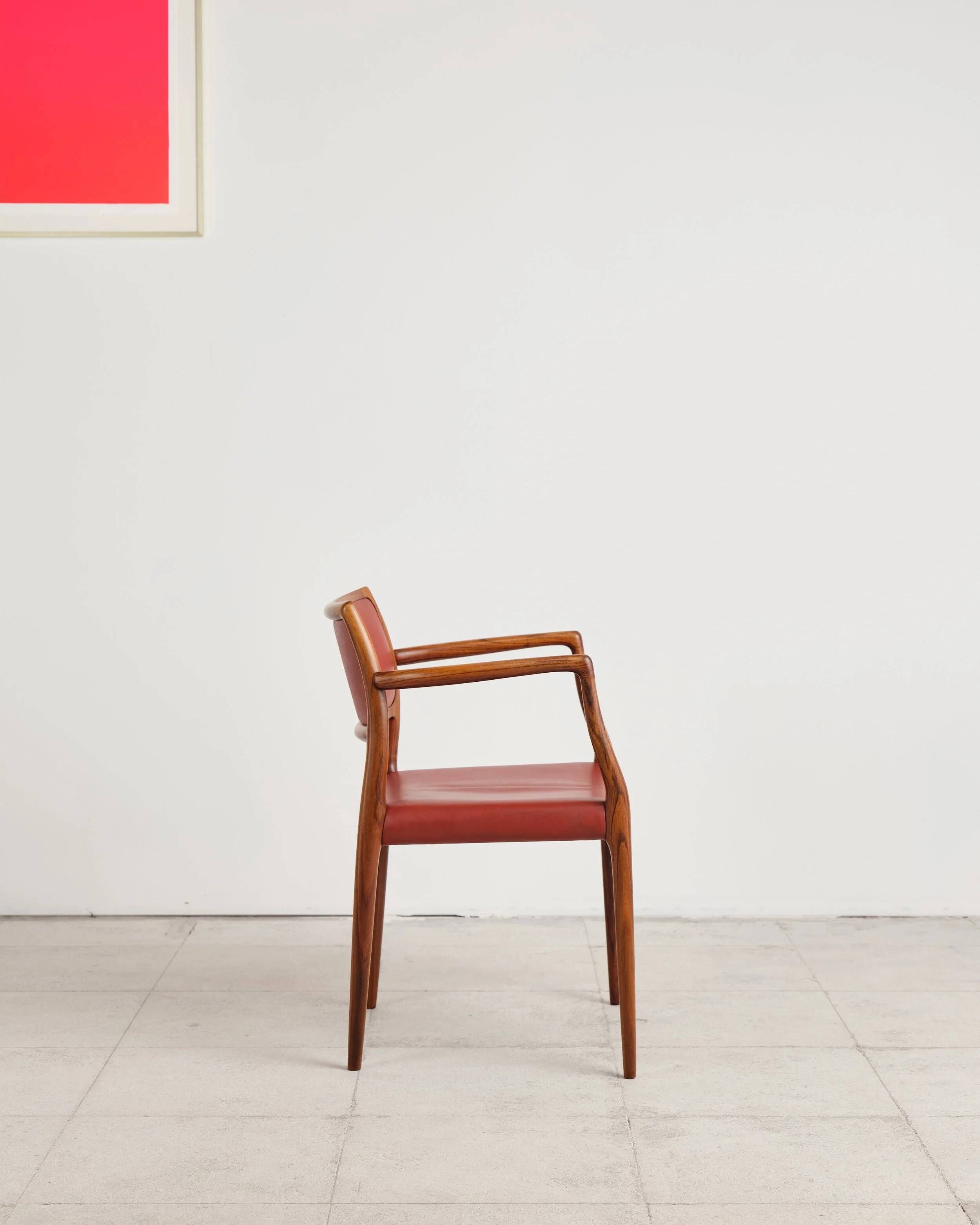 Armchair model 65 in oak and leather by Niels O. Møller, Denmark, 1960s.