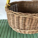 Vintage basket in woven wicker and scoubidou wire