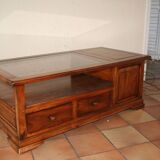 Solid wood coffee table signed "Doussiere"