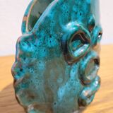 Vase en céramique terre cuite émaillée turquoise