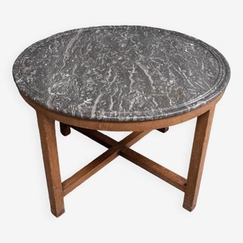 Table guéridon XIXe marbre gris de Sainte-Anne piétement Art déco
