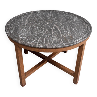 Table guéridon XIXe marbre gris de Sainte-Anne piétement Art déco