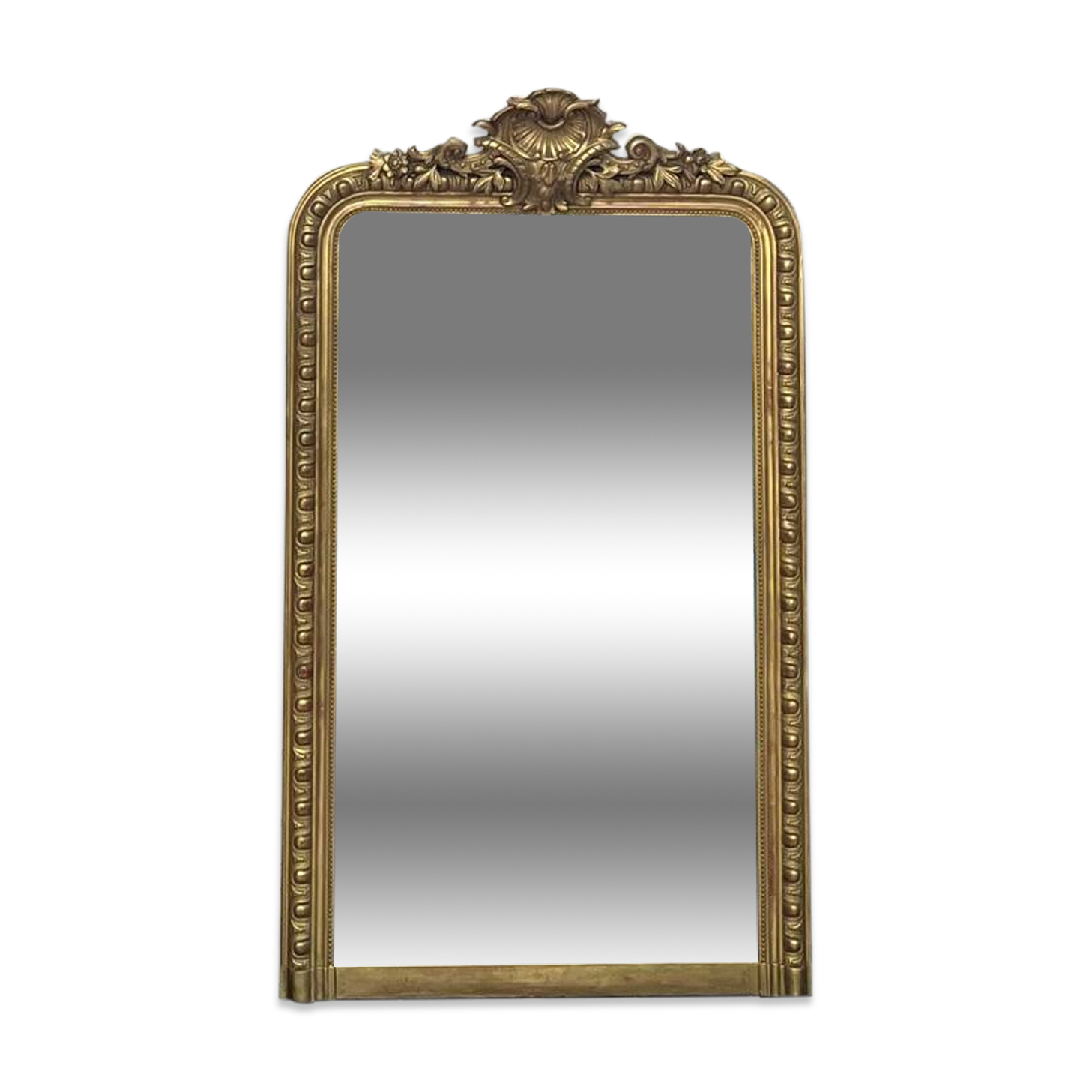 Antique Louis-Philippe fireplace mirror with pediment and pearls 157