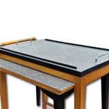 Art deco serving trolley with table and integrated tray