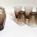 Orangeade or lemonade service Pitcher + 6 Art Deco glasses
