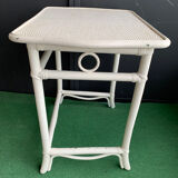 Small vintage white rattan table