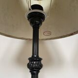 Pair of metal table lamps and shabby chic lampshade