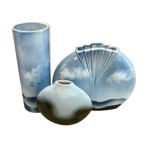 Ensemble de vases art déco porcelaine Virebent Yves Mohy