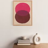Abstract painting 30x40 illustration in pink and brown signed Eawy.