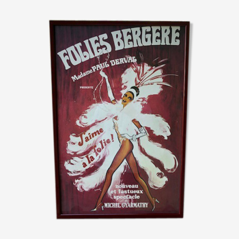 Affiche originale d'époque, entoilée, encadrée Cabaret Parisien Folies Bergères